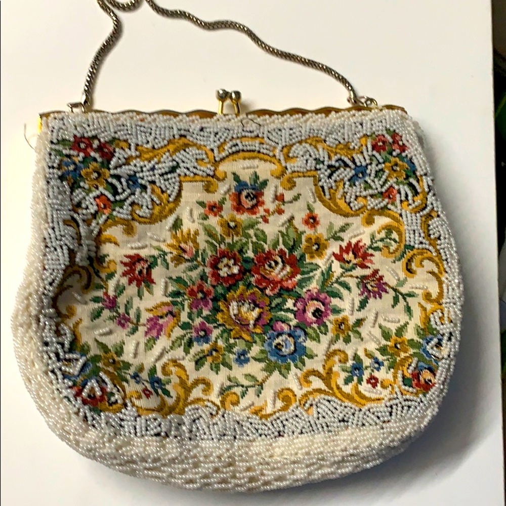 Vintage beaded tapestry purse